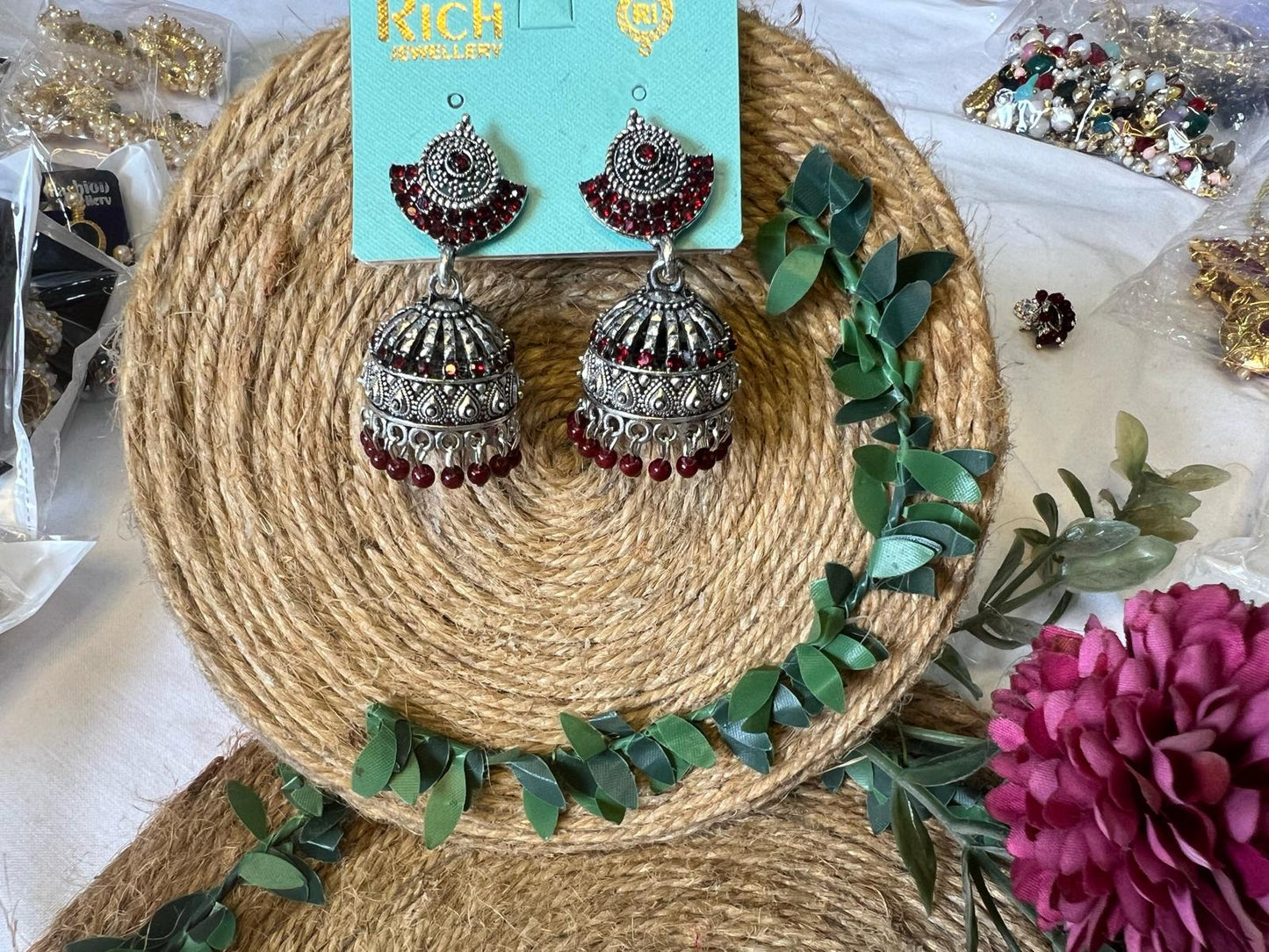 Buy Green Stone Oxidized Jhumka Earrings for Women Pakistan