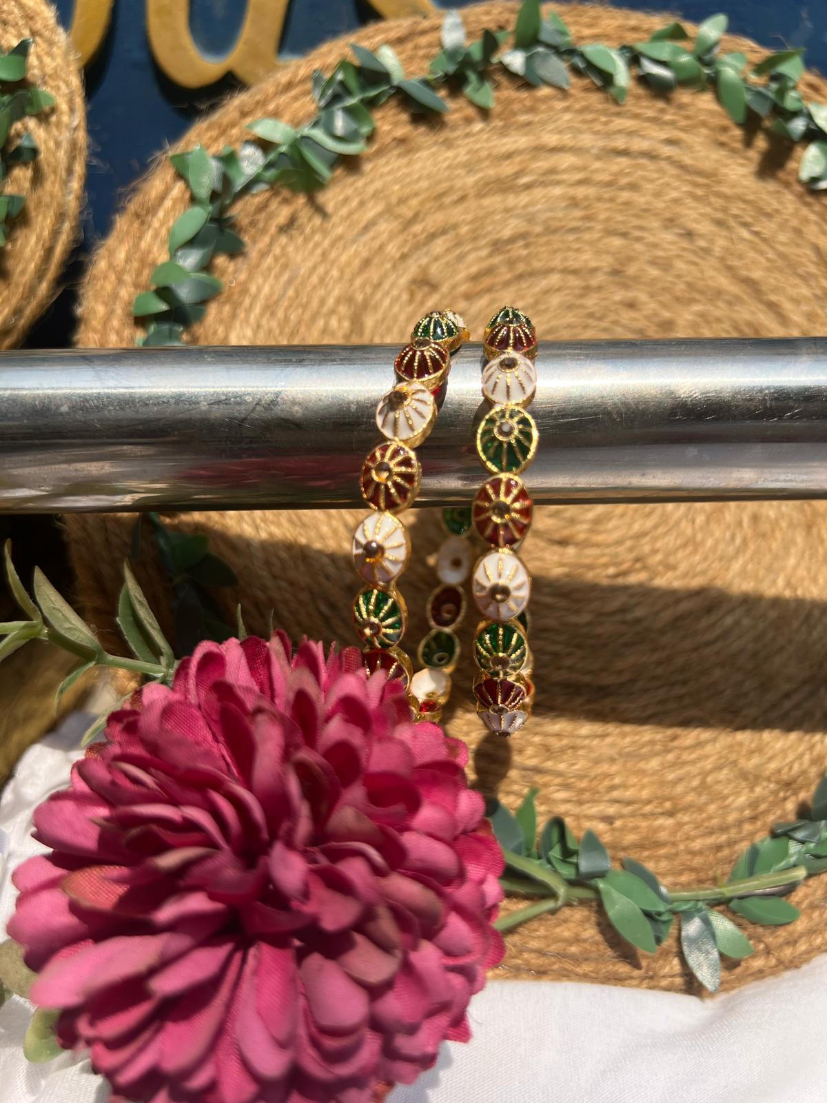 Multicolor Meenakari Gold Bangles Set for Women