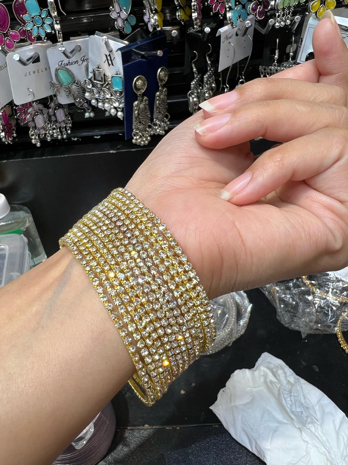 Buy Gold Crystal Bridal Bangles Set Online Pakistan