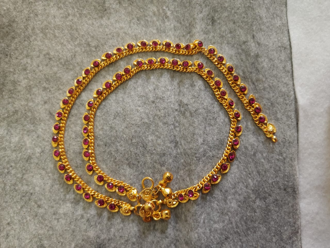 Buy Traditional Ruby Stone Gold Anklets for Women Pakistan