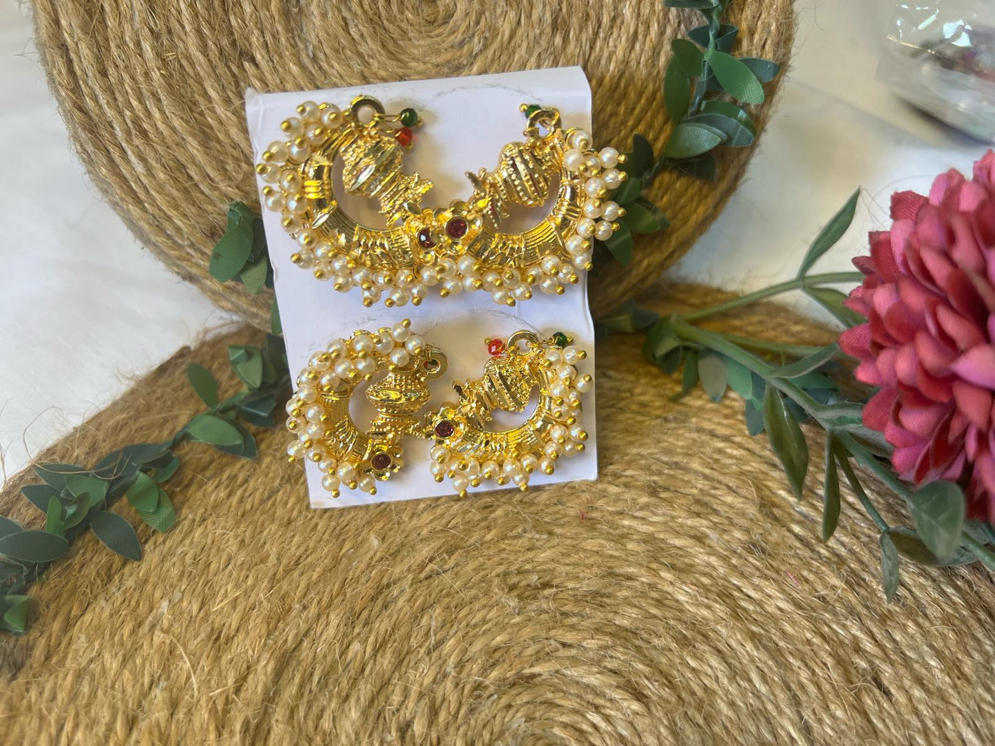 Buy Traditional Pearl Gold Chandbali Jhumka Earrings for Women Pakistan
