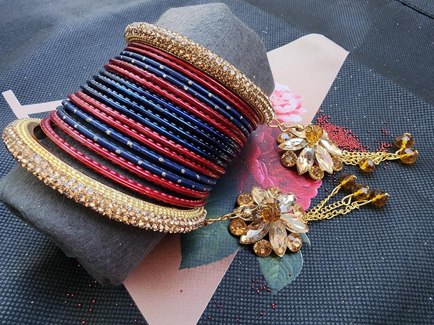 Buy Red & Blue Bridal Chura Bangles Set Online Pakistan
