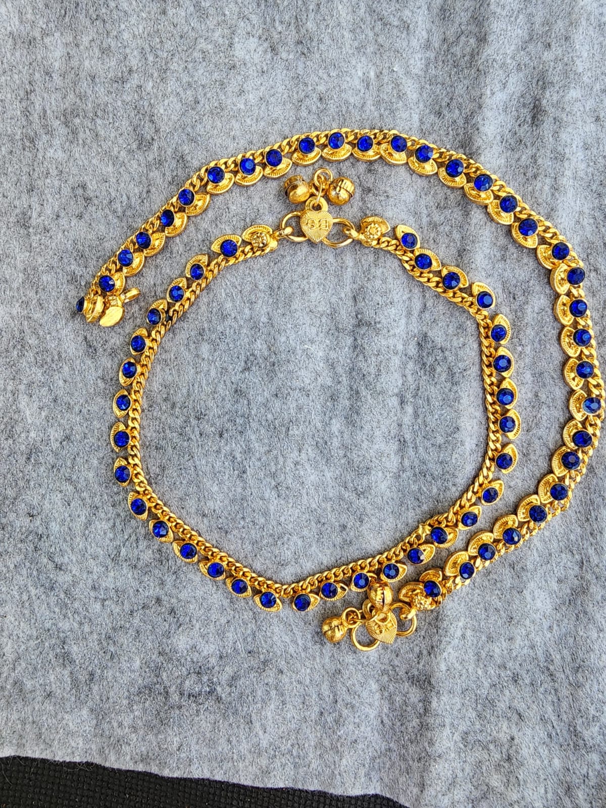 Buy Traditional Blue Stone Gold Anklets for Women Pakistan