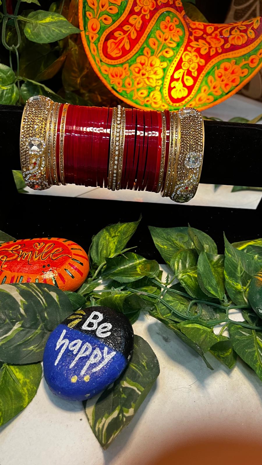 Punjabi Bridal Chura Set – Crystal Kundan Wedding Bangles