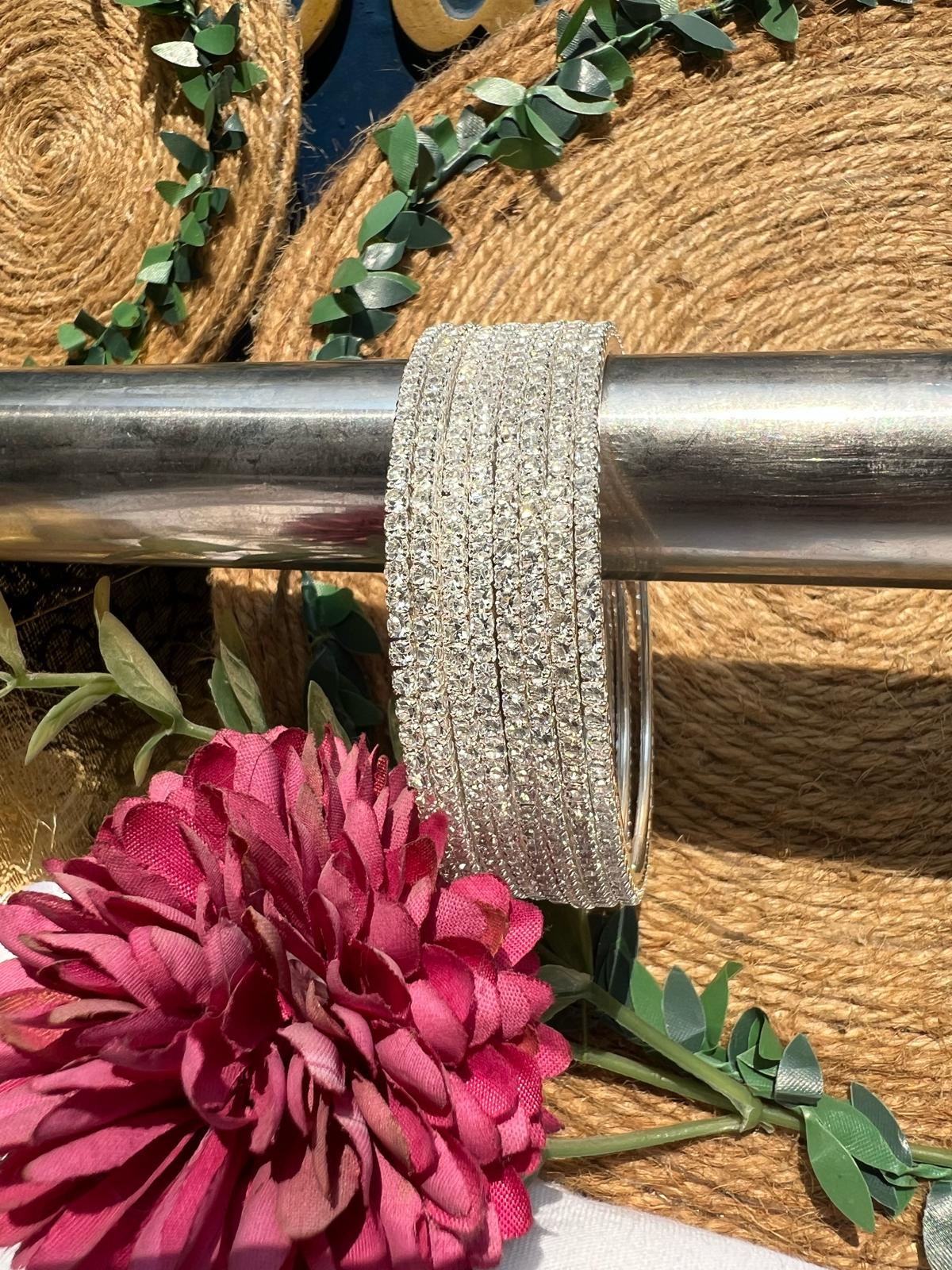 Silver Crystal Bangles Set for Women Buy Online Pakistan Fancy Rhinestone Bangles