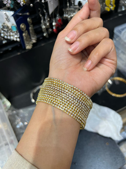 Buy Gold Crystal Wide Bangles for Women Online Pakistan