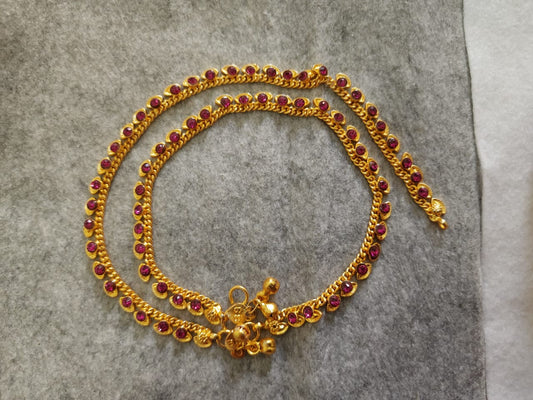 Buy Traditional Ruby Stone Gold Anklets for Women Pakistan