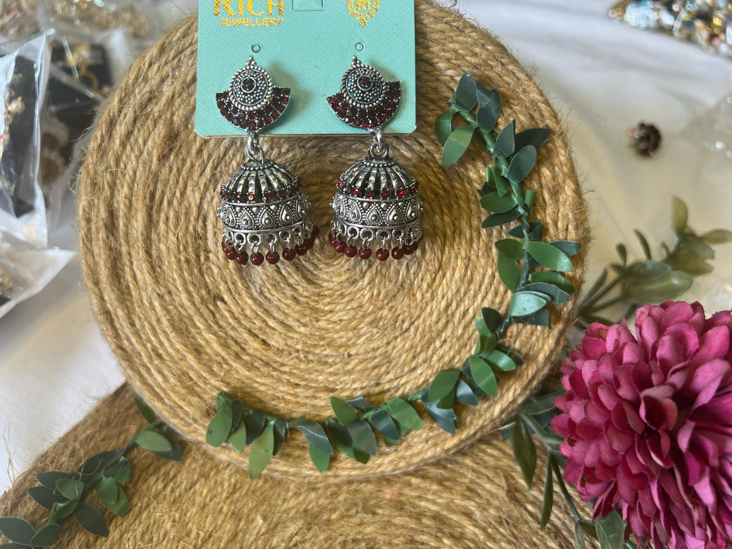 Buy Green Stone Oxidized Jhumka Earrings for Women Pakistan