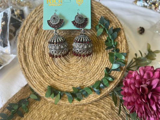 Buy Green Stone Oxidized Jhumka Earrings for Women Pakistan