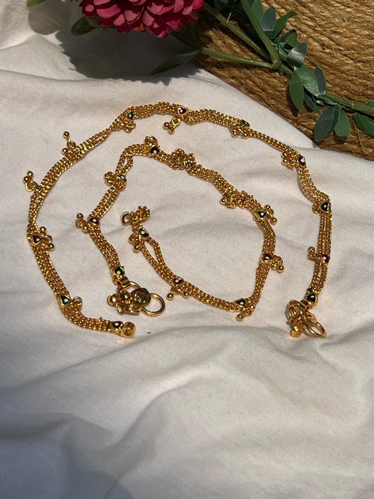 Buy Traditional Gold Stone Anklets for Women Pakistan