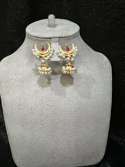 Buy Ruby Crescent Gold Jhumka Earrings for Women Pakistan