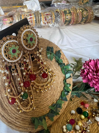 Buy Multicolor Kundan Floral Chandbali Earrings for Women Pakistan