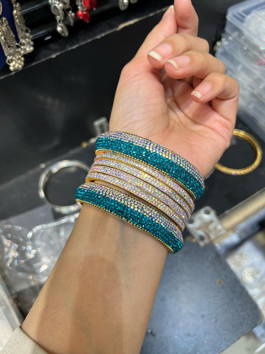 Buy Teal Stone Bridal Bangles Set Online Pakistan