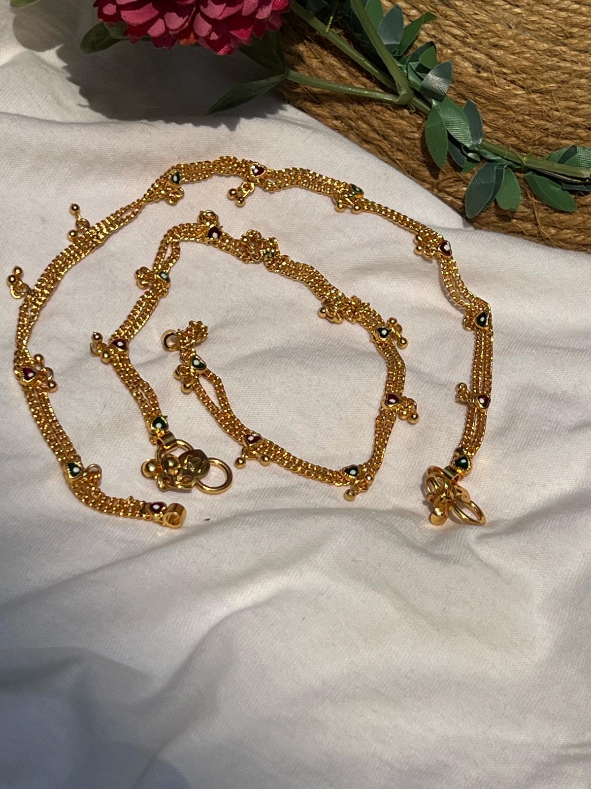 Buy Traditional Gold Stone Anklets for Women Pakistan