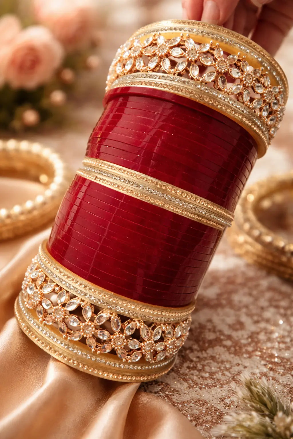 Punjabi bridal chura with Kundan details