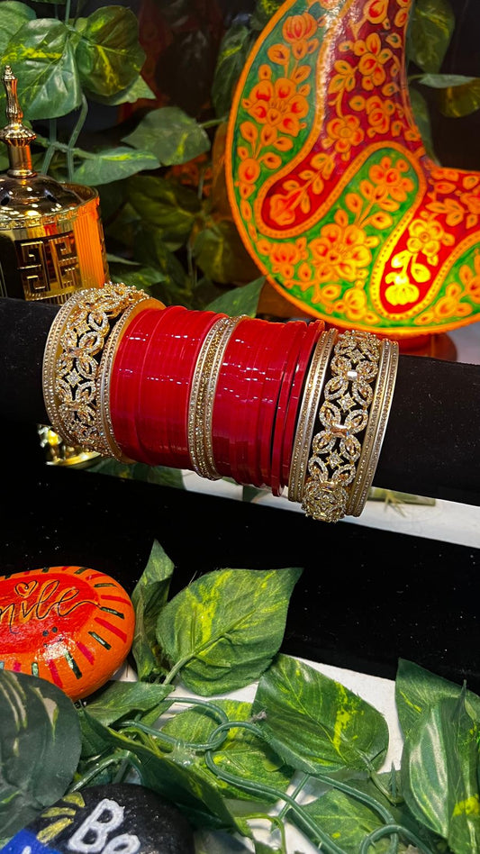 Punjabi Bridal Chura Set – Heavy Kundan Kada Wedding Bangles