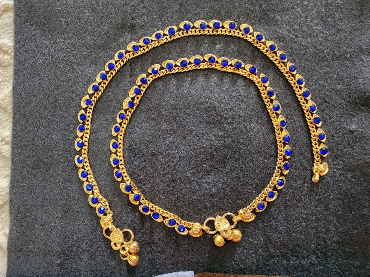 Buy Traditional Blue Stone Gold Anklets for Women Pakistan