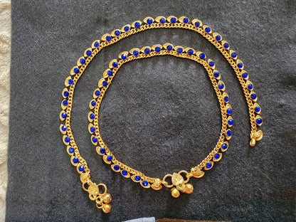 Buy Traditional Blue Stone Gold Anklets for Women Pakistan
