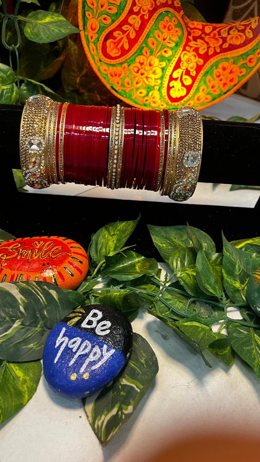 Punjabi Bridal Chura Set – Crystal Kundan Wedding Bangles