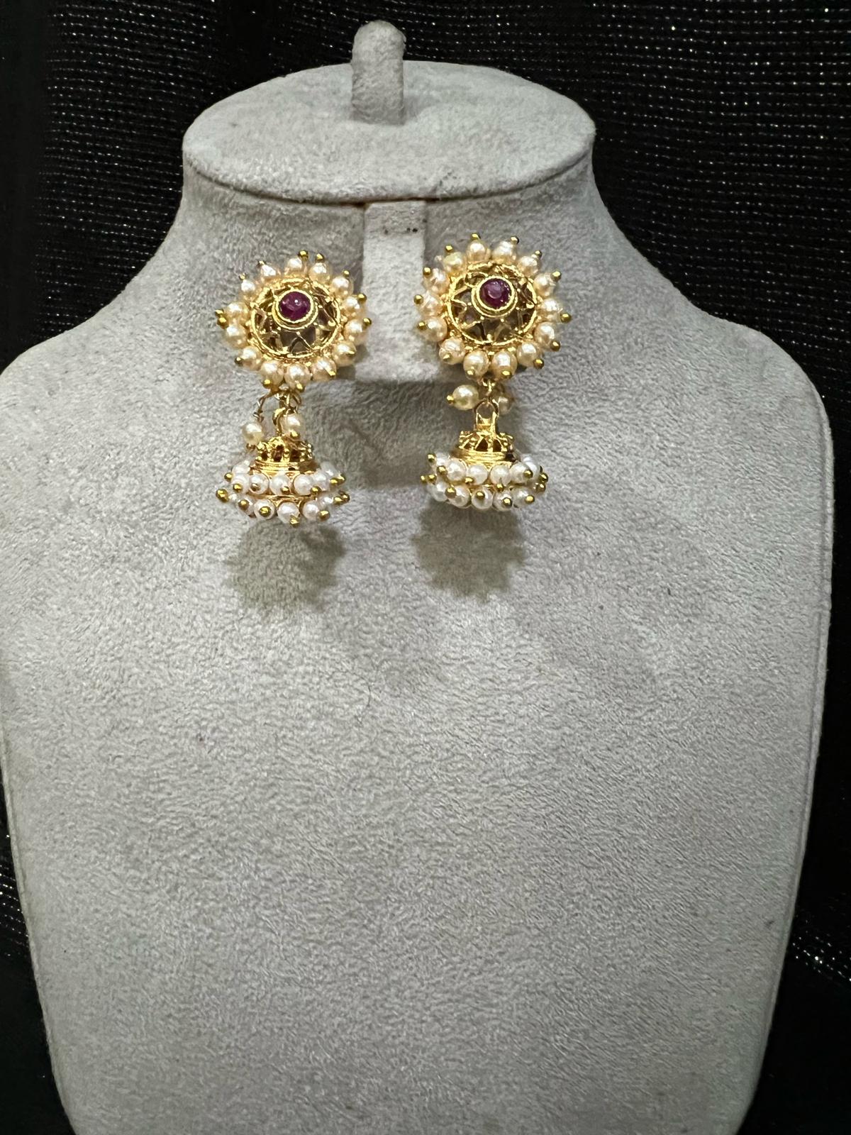 Buy Ruby Pearl Gold Jhumka Earrings for Women Pakistan