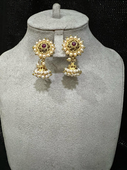 Buy Ruby Pearl Gold Jhumka Earrings for Women Pakistan